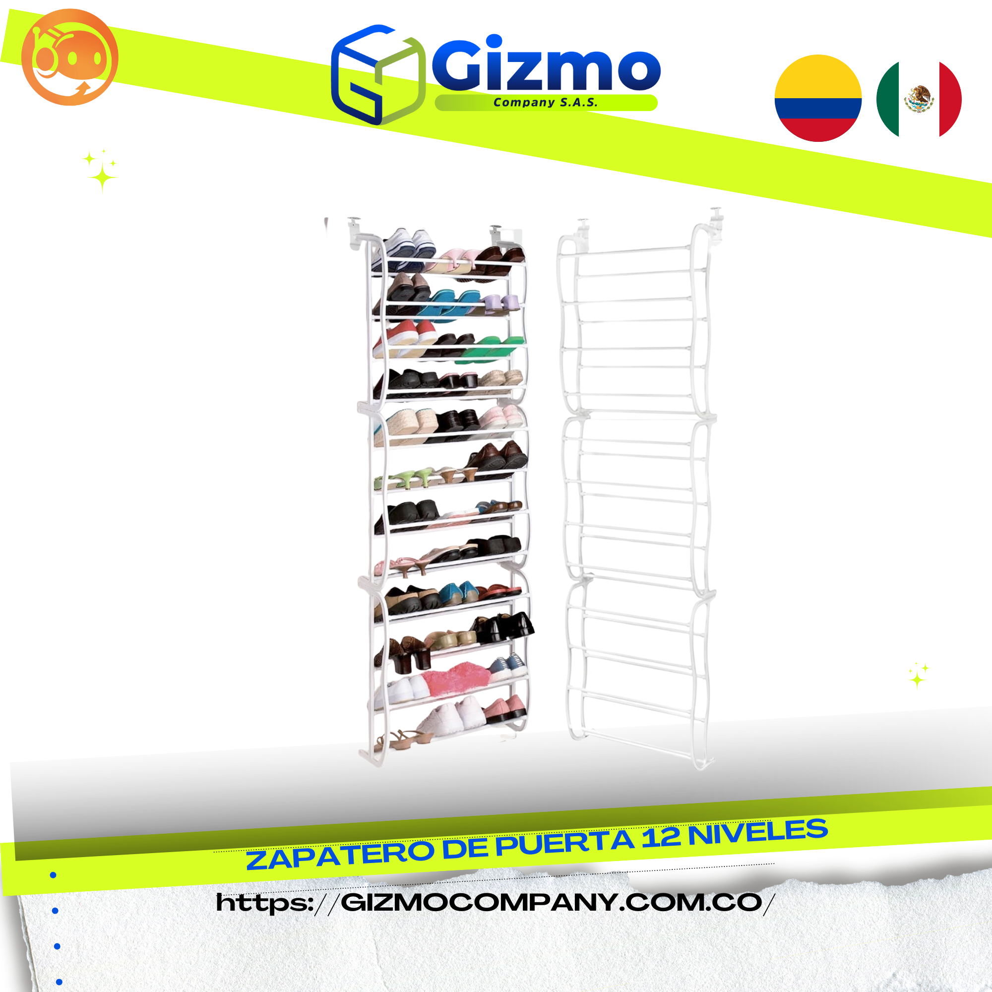 Zapatero de Puerta 12 Niveles